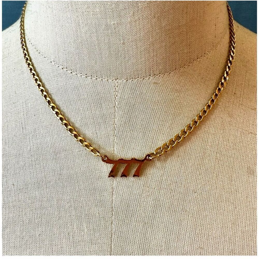 EVRY angel number 777 gold tone necklace